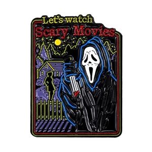 6/$30 Scream Let’s Watch Scary Movies Enamel Pin